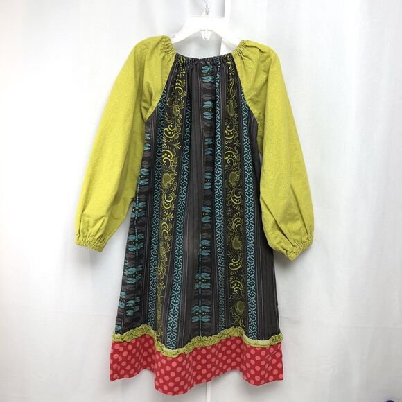 La Jenns Girls Dragonfly Long Sleeve Printed Green Dress Size 10 Cluttercore - Picture 2 of 11